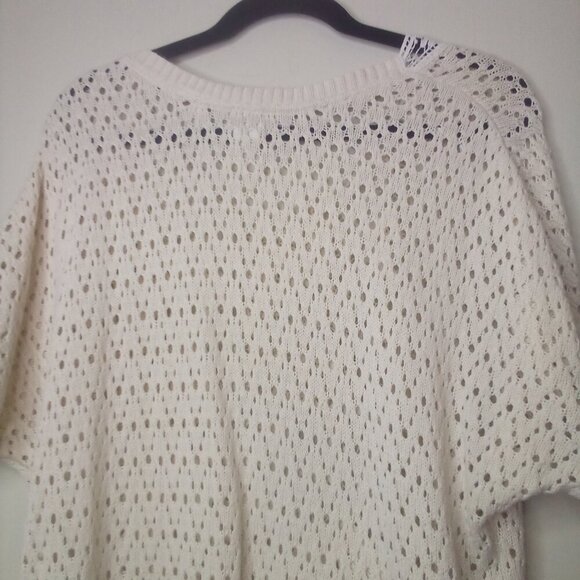 LOGG H&M Sweater S Women Short Sleeve Lace Open Knit Beige - Picture 2 of 16